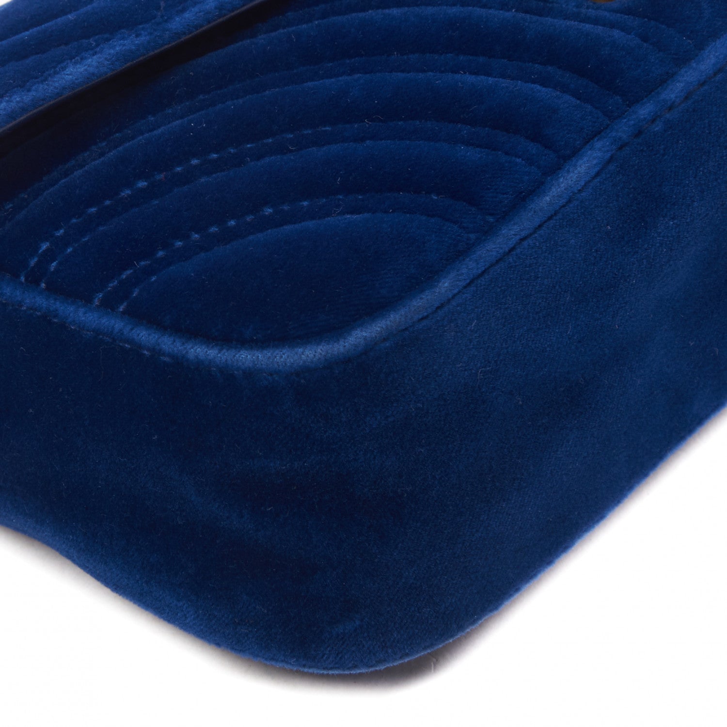 Gucci Velvet Matelasse Mini GG Marmont Shoulder Bag Cobalt Blue 8 of 10