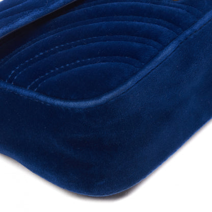 Gucci Velvet Matelasse Mini GG Marmont Shoulder Bag Cobalt Blue 8 of 10