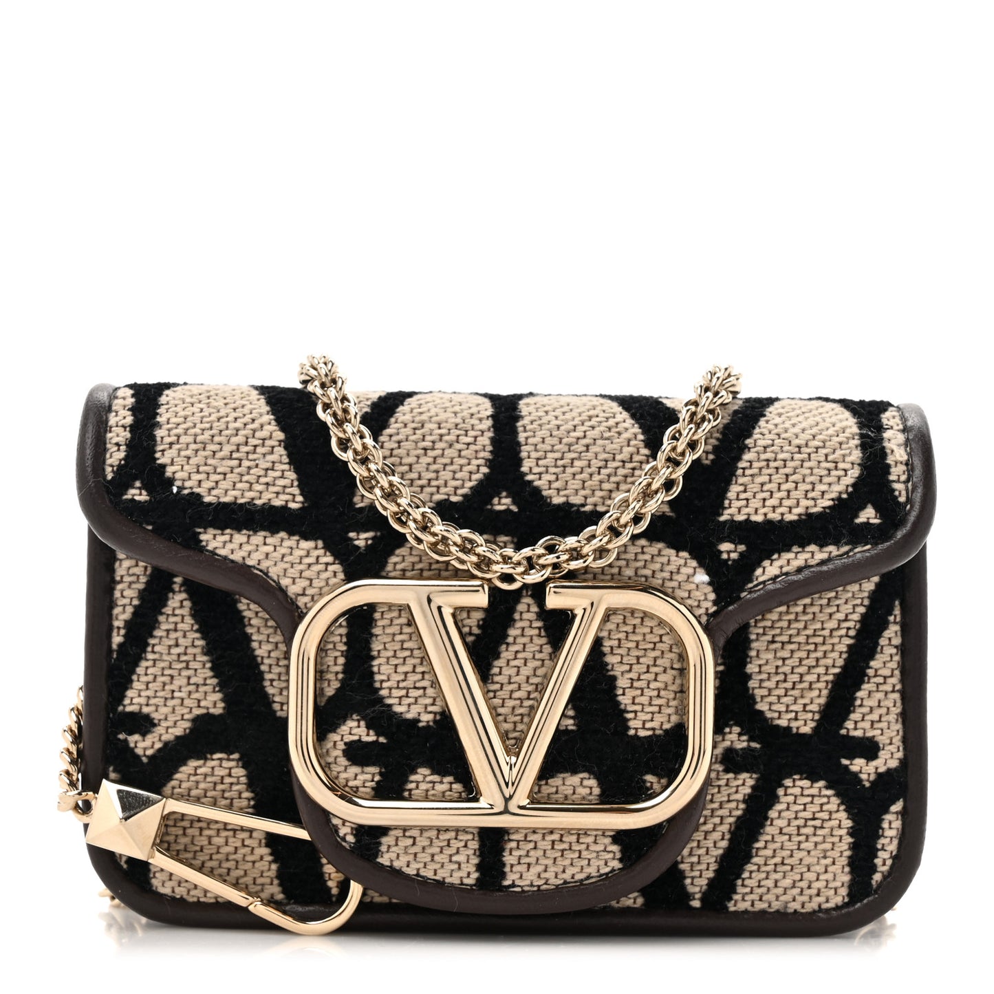 Toile Iconographe Goatskin Vlogo Card Case With Chain Naturale Black Fondant