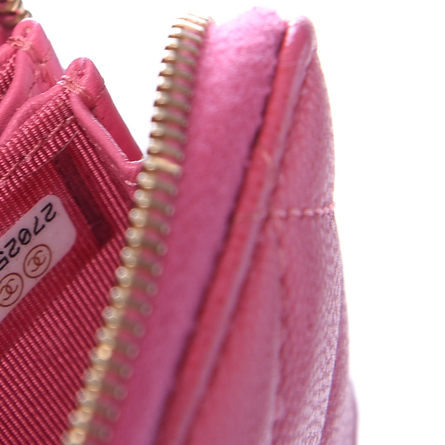 Caviar Quilted Zip Coin Purse Pink