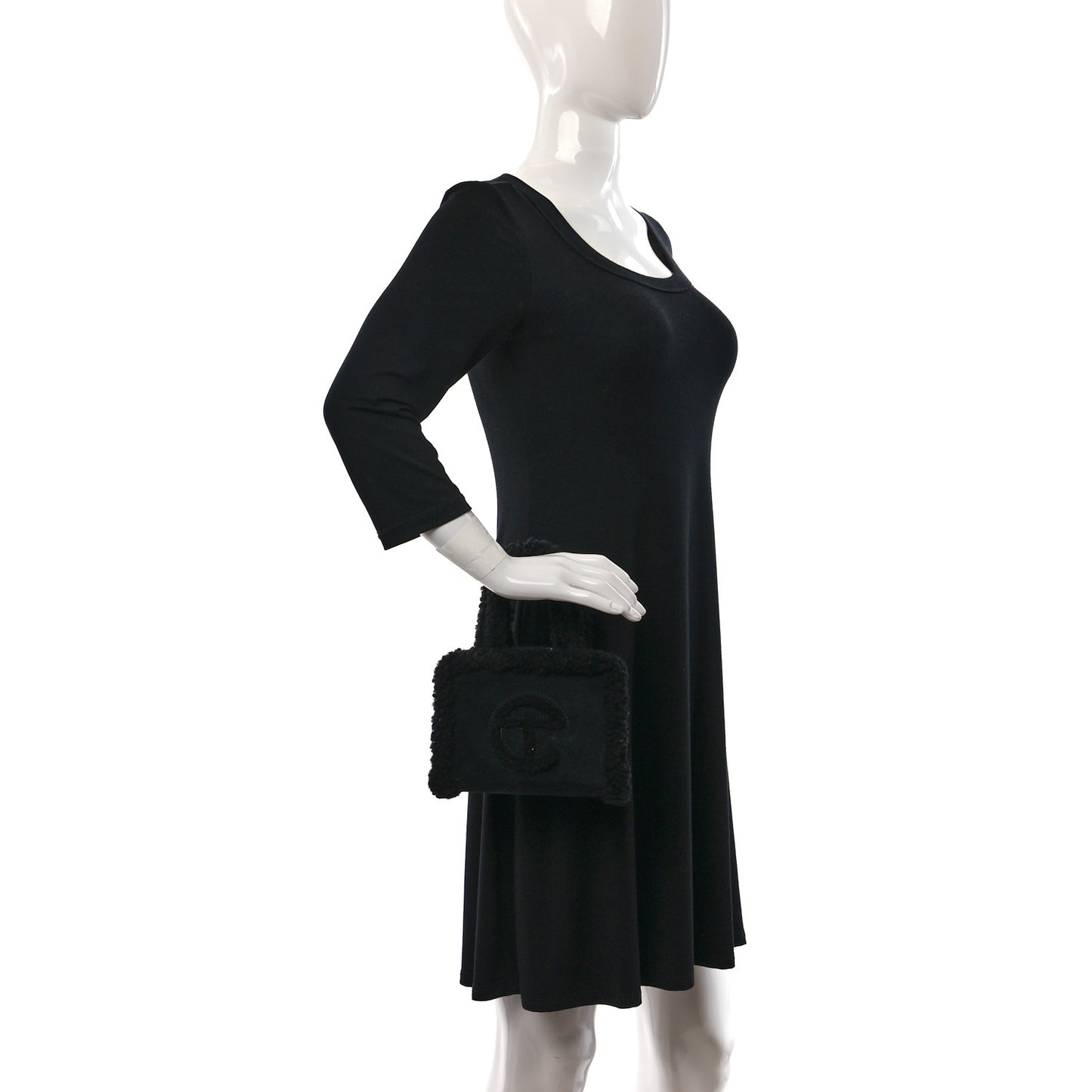 X UGG Suede shearling Small Shopping Bag Black