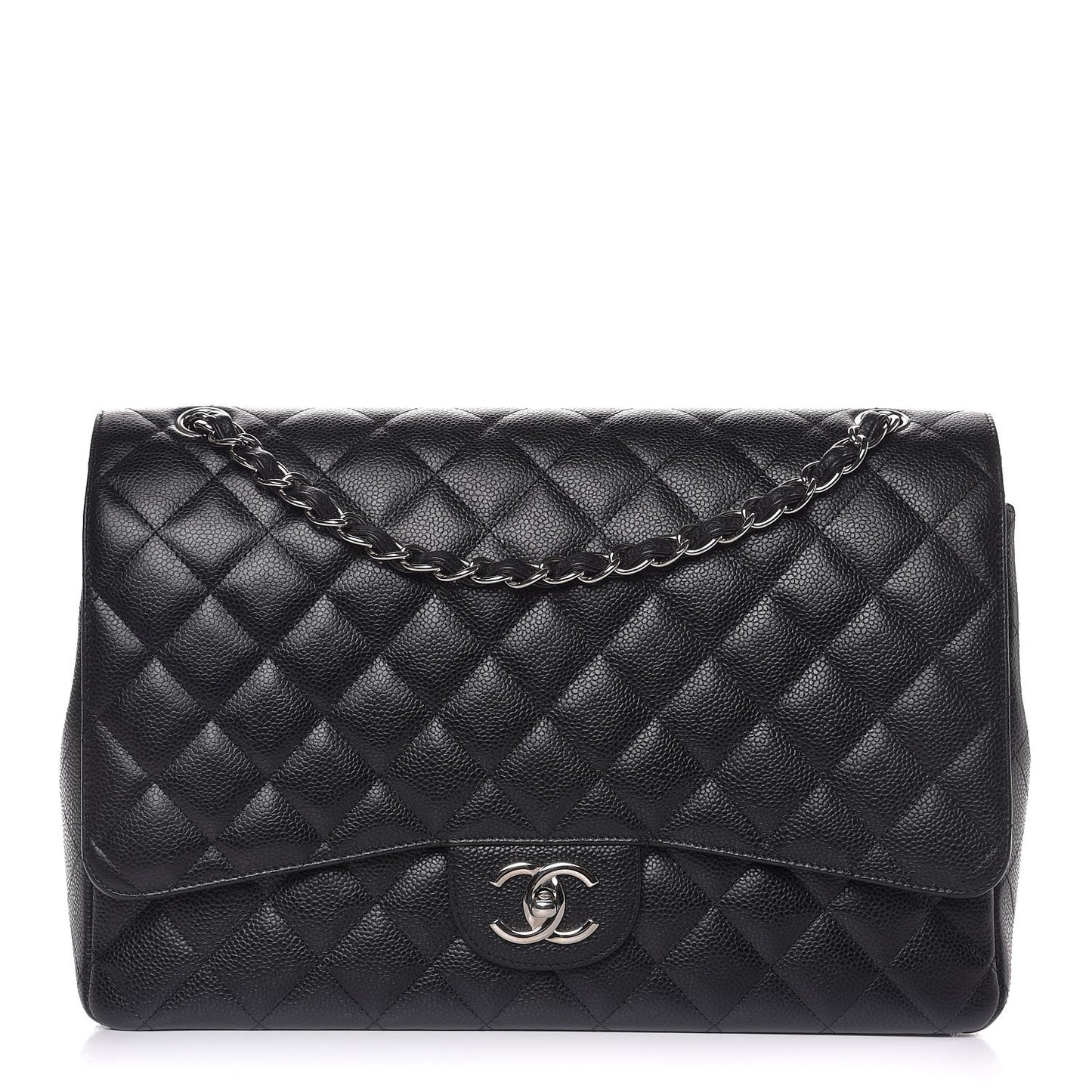 Caviar Quilted Maxi Double Flap Black