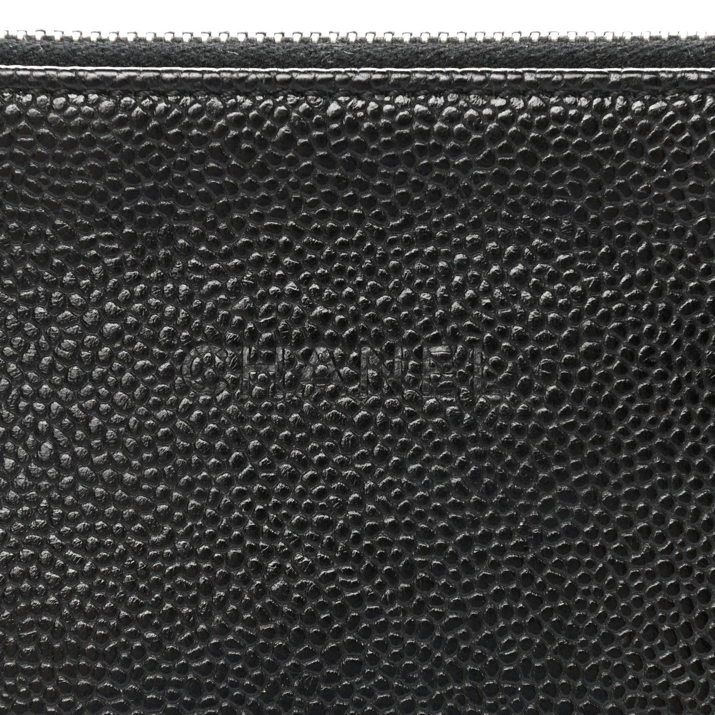 Grained Calfskin Shopping Fever Logo Zip Pouch Black