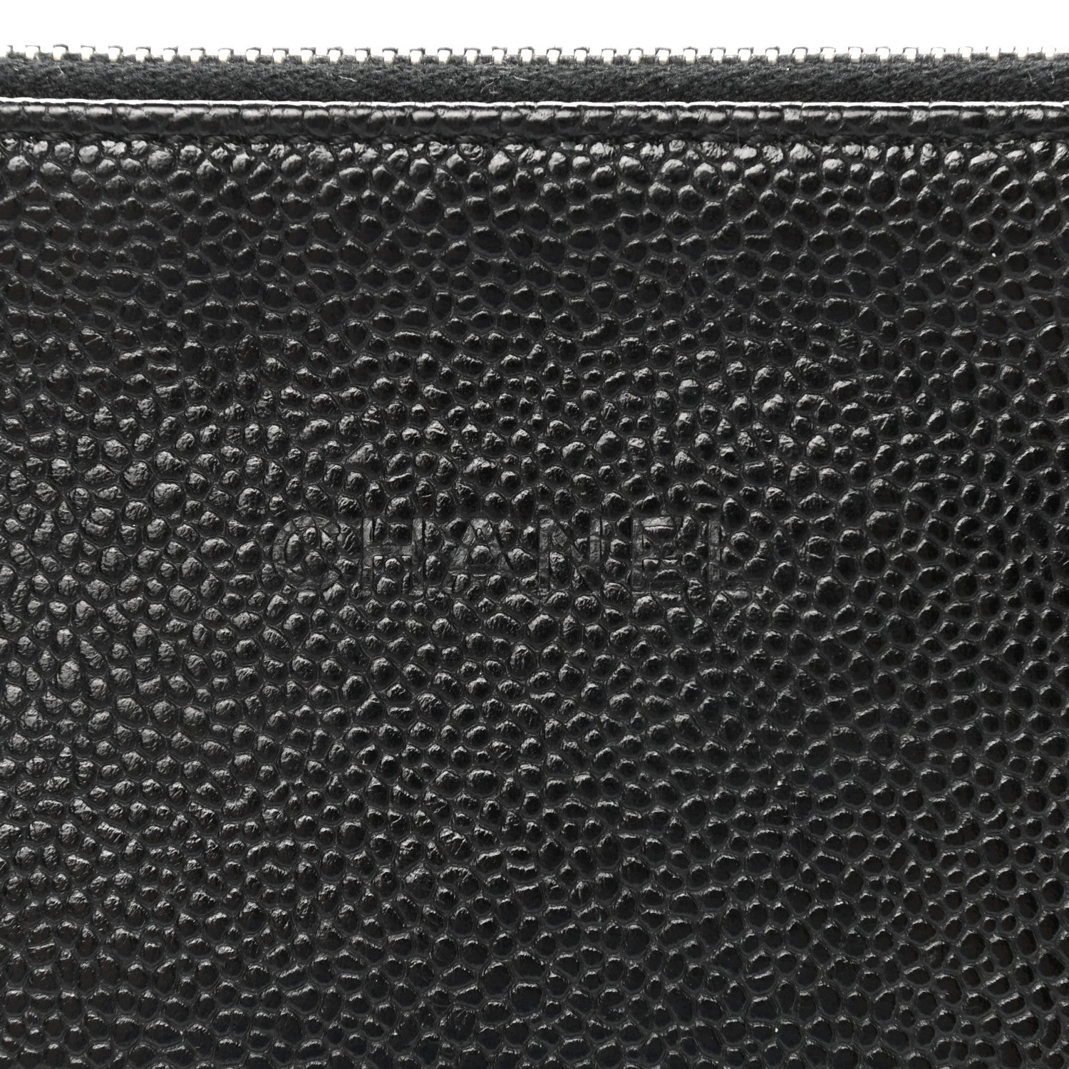 Chanel Grained Calfskin Shopping Fever Logo Zip Pouch Black 7 of 10