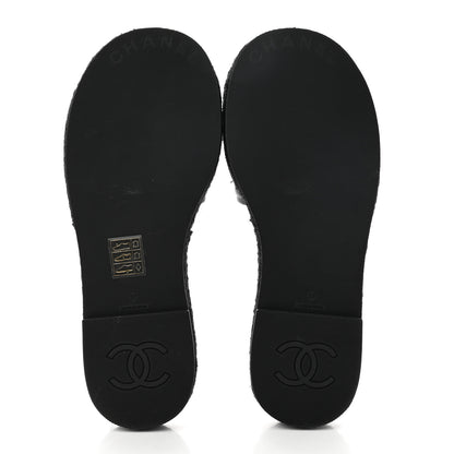 Chanel Lambskin Espadrille Mule Sandals 37 Black 5 of 8