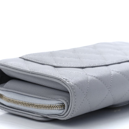 Chanel Caviar Quilted Phone Holder Wallet on Removable Chain Grey 12 of 13