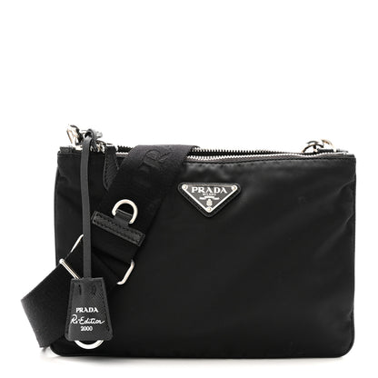 Prada Re-Nylon Saffiano Re-Edition 2000 Double Zip Crossbody Bag Black 1 of 15