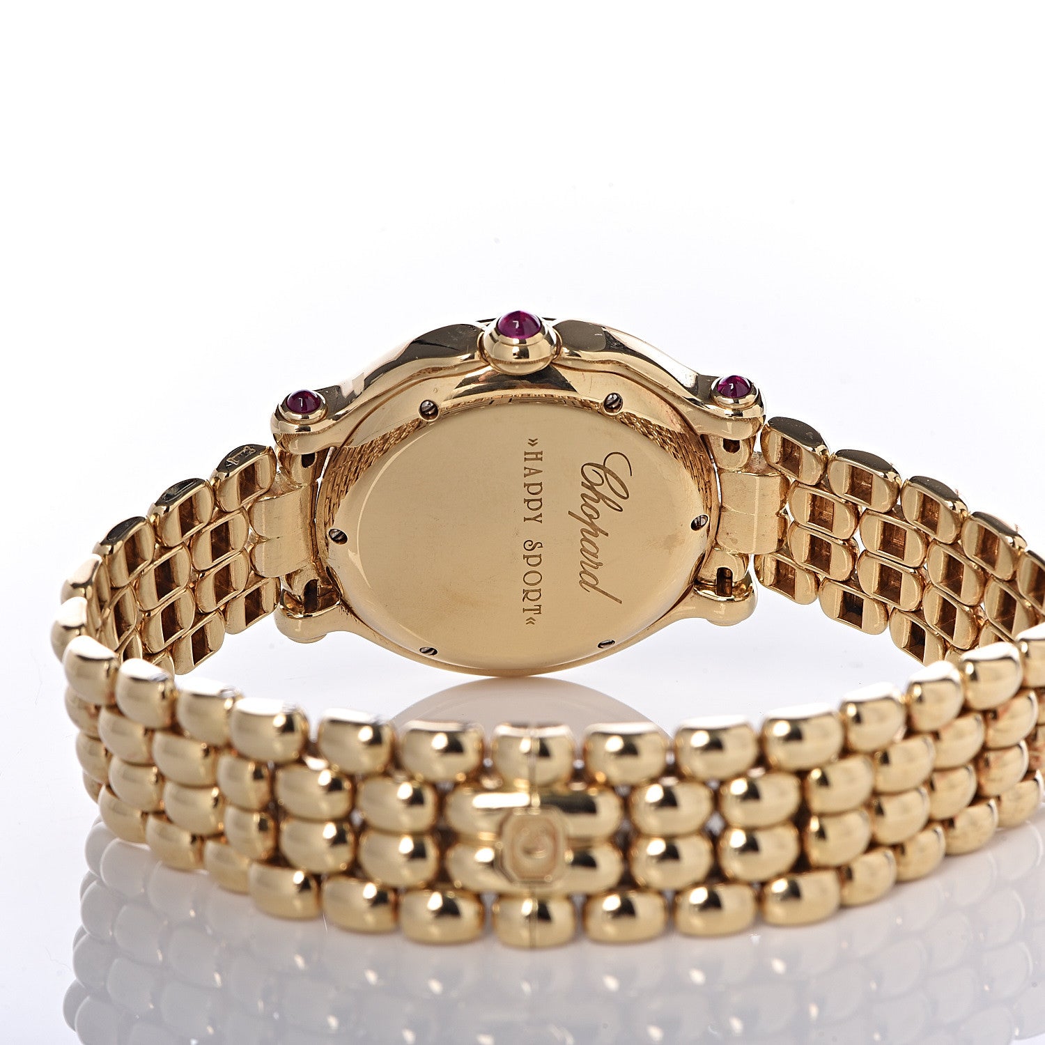 Chopard 18K Yellow Gold Diamond Pave Bezel 32mm Happy Sport Quartz Watch Black 5 of 6
