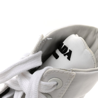 Prada Re-Nylon Gabardine Metal Triangle Logo Wheel Pouch Pocket High Top Sneakers 38 White 7 of 10