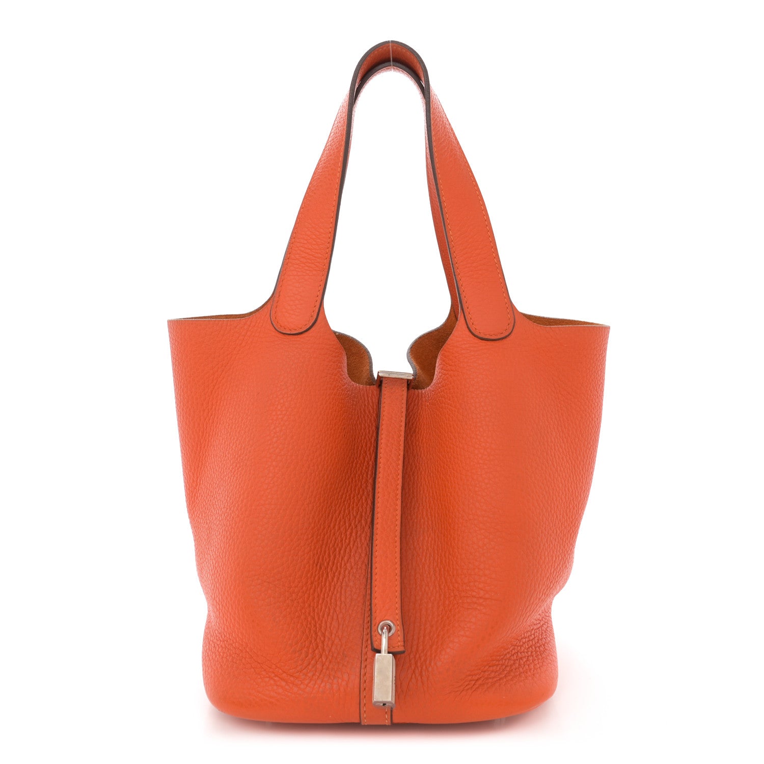 Hermes Taurillon Clemence Picotin Lock 22 MM Orange 1 of 12
