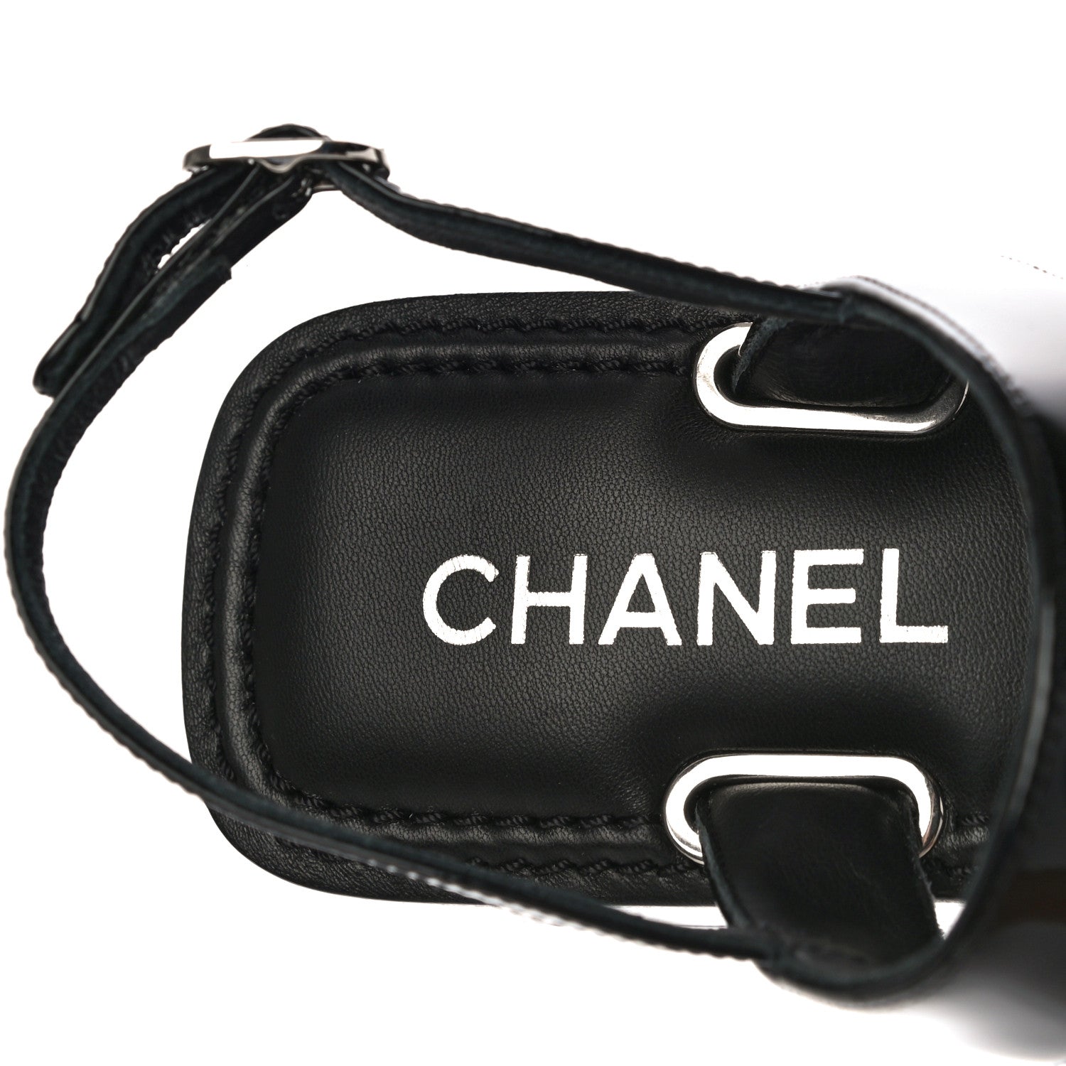 Chanel Patent Calfskin Chain CC Logo Thong Sandals 38 Black 8 of 10