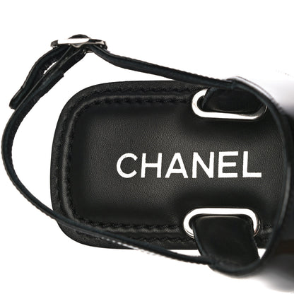 Chanel Patent Calfskin Chain CC Logo Thong Sandals 38 Black 8 of 10