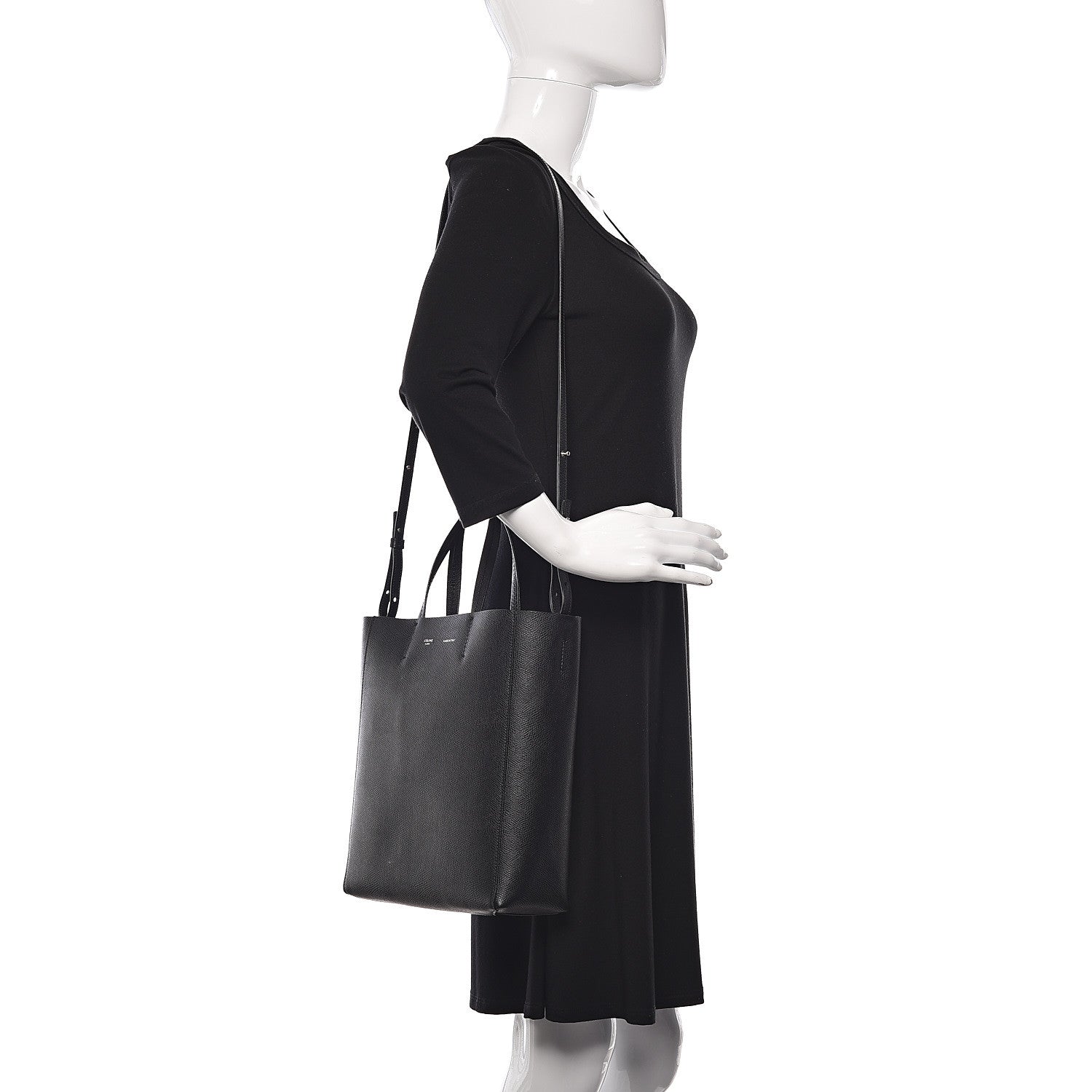 Celine Grained Calfskin Small Vertical Cabas Black 3 of 15