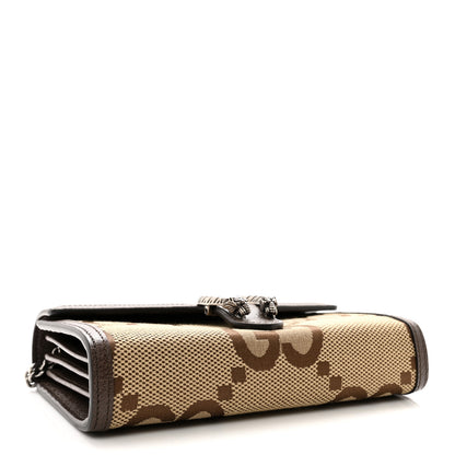 Gucci Monogram Jumbo GG Textured Dollar Calfskin Mini Dionysus Chain Wallet Camel Ebony New Acero 4 of 12