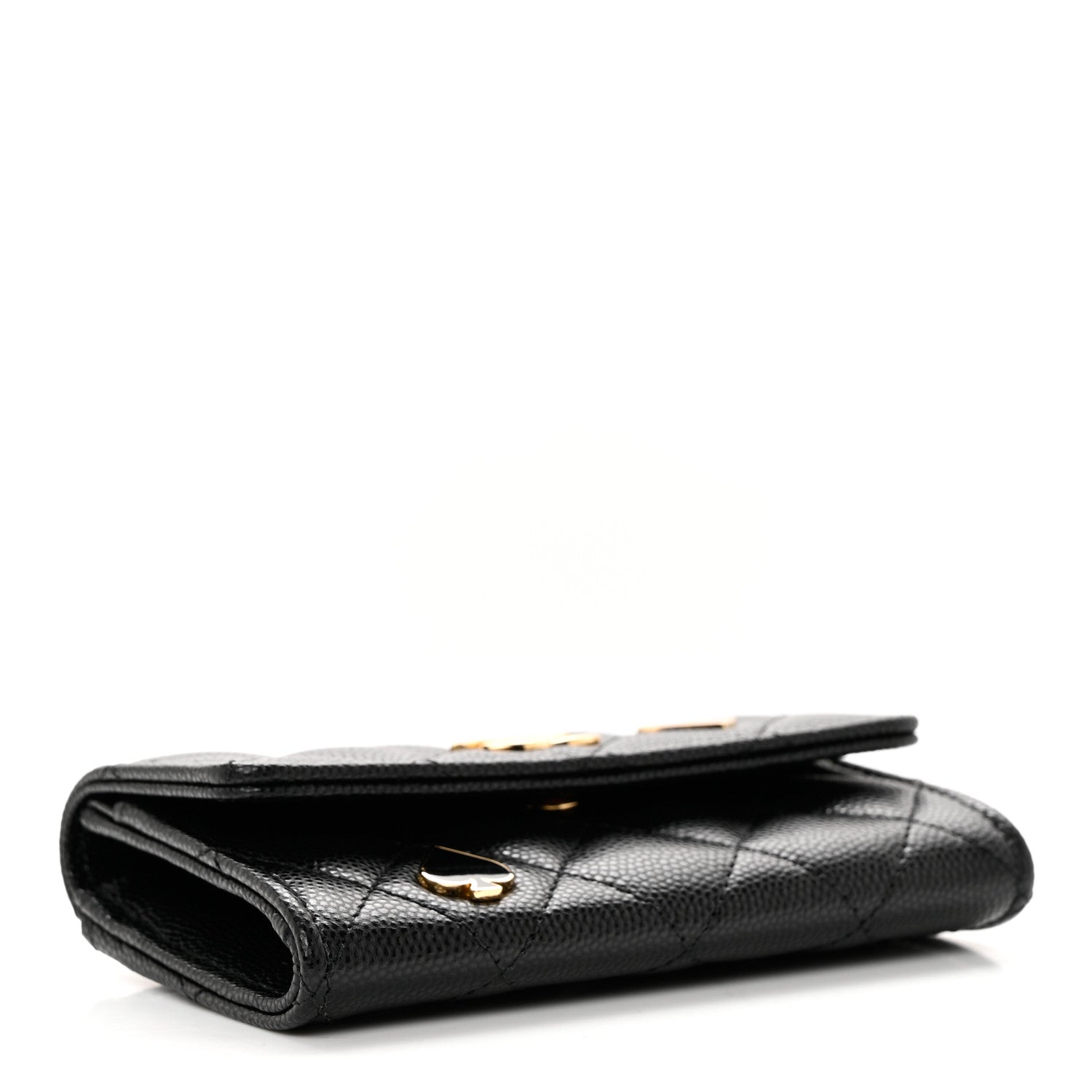 Chanel Caviar Quilted Enamel Coco Casino Flap Card Holder Wallet Black 4 of 9