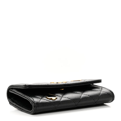 Chanel Caviar Quilted Enamel Coco Casino Flap Card Holder Wallet Black 4 of 9