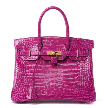 Hermes Shiny Porosus Crocodile Birkin 30 Rose Scheherazade 1 of 30