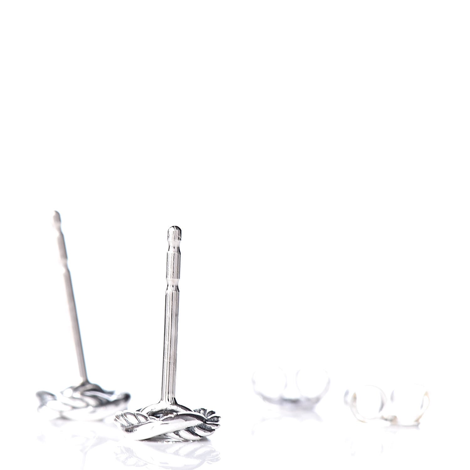 David Yurman Sterling Silver Diamond 7mm Infinity Stud Earrings 3 of 4