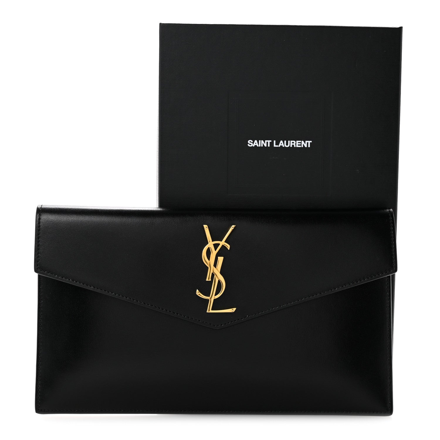 Saint Laurent Smooth Shiny Calfskin Monogram Uptown Pouch Black 11 of 11