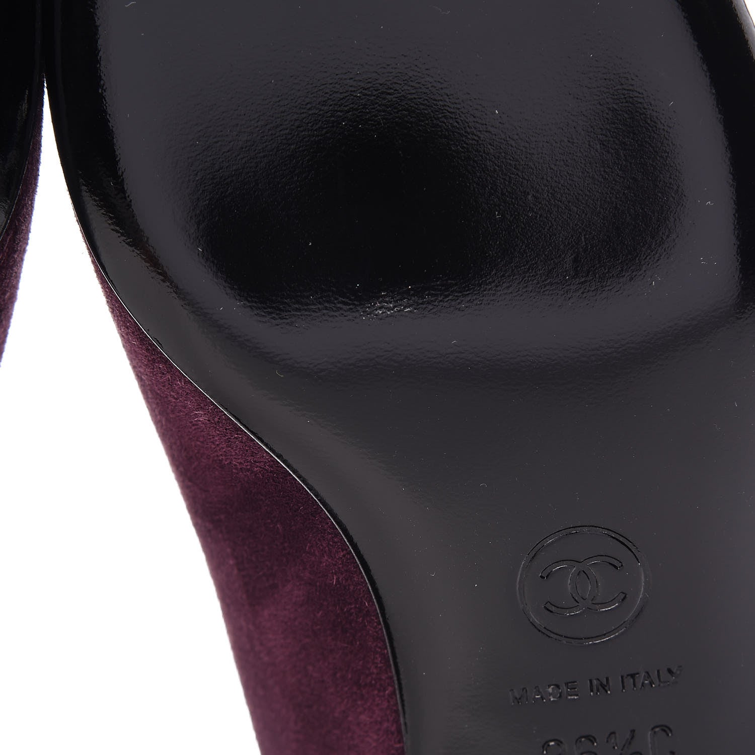Chanel Suede Cap Toe Moccasin Loafers 36.5 Burgundy Black 11 of 11