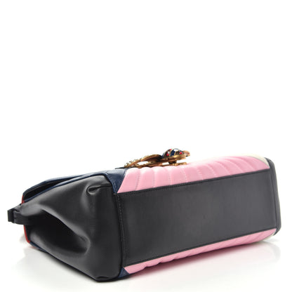 Gucci Calfskin Bamboo Trapuntata Queen Margaret Top Handle Bag Blue Agata Hibiscus Red Mystic White Sugar Pink 5 of 12