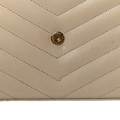 Saint Laurent Grain De Poudre Matelasse Chevron Monogram Chain Wallet Dark Latte 18 of 30