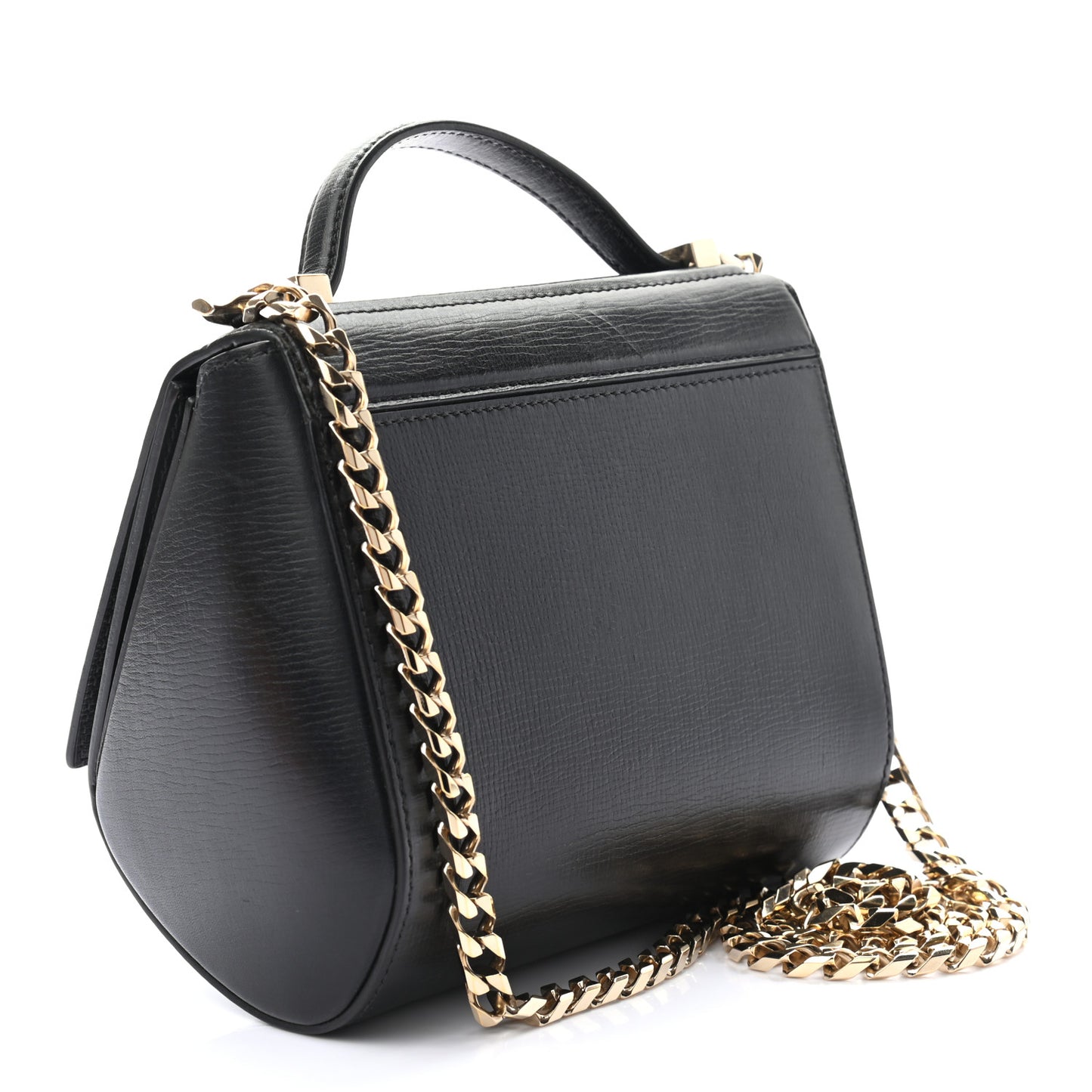 Textured Calfskin Mini Pandora Box Chain Crossbody Bag Black