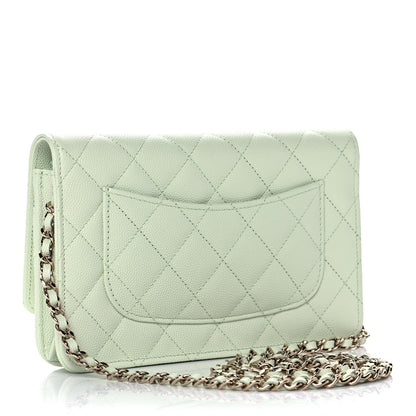 Chanel Caviar Quilted Wallet On Chain WOC Light Green 3 of 10