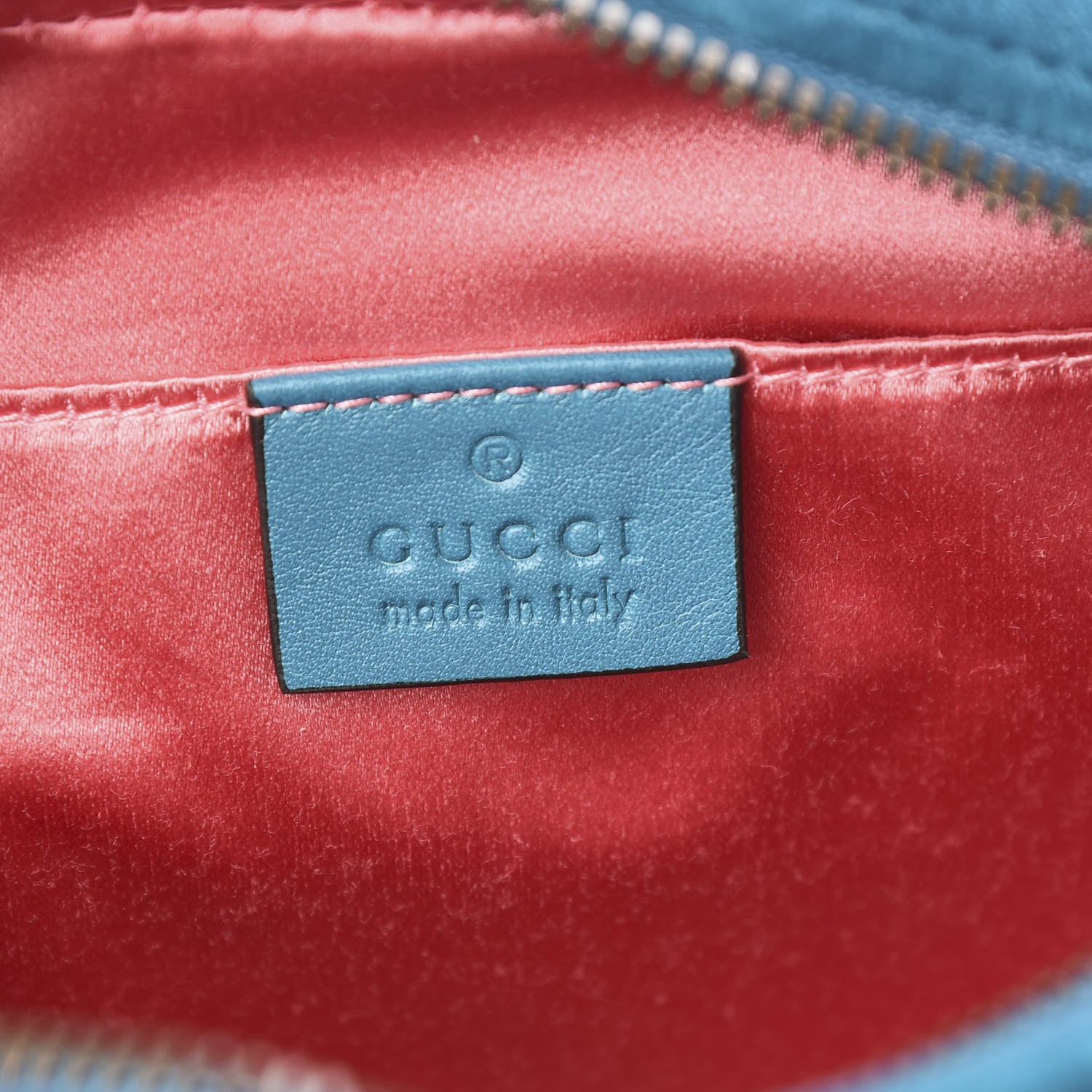 Gucci Velvet Matelasse Small GG Marmont Chain Shoulder Bag Pavone Cyan 6 of 10