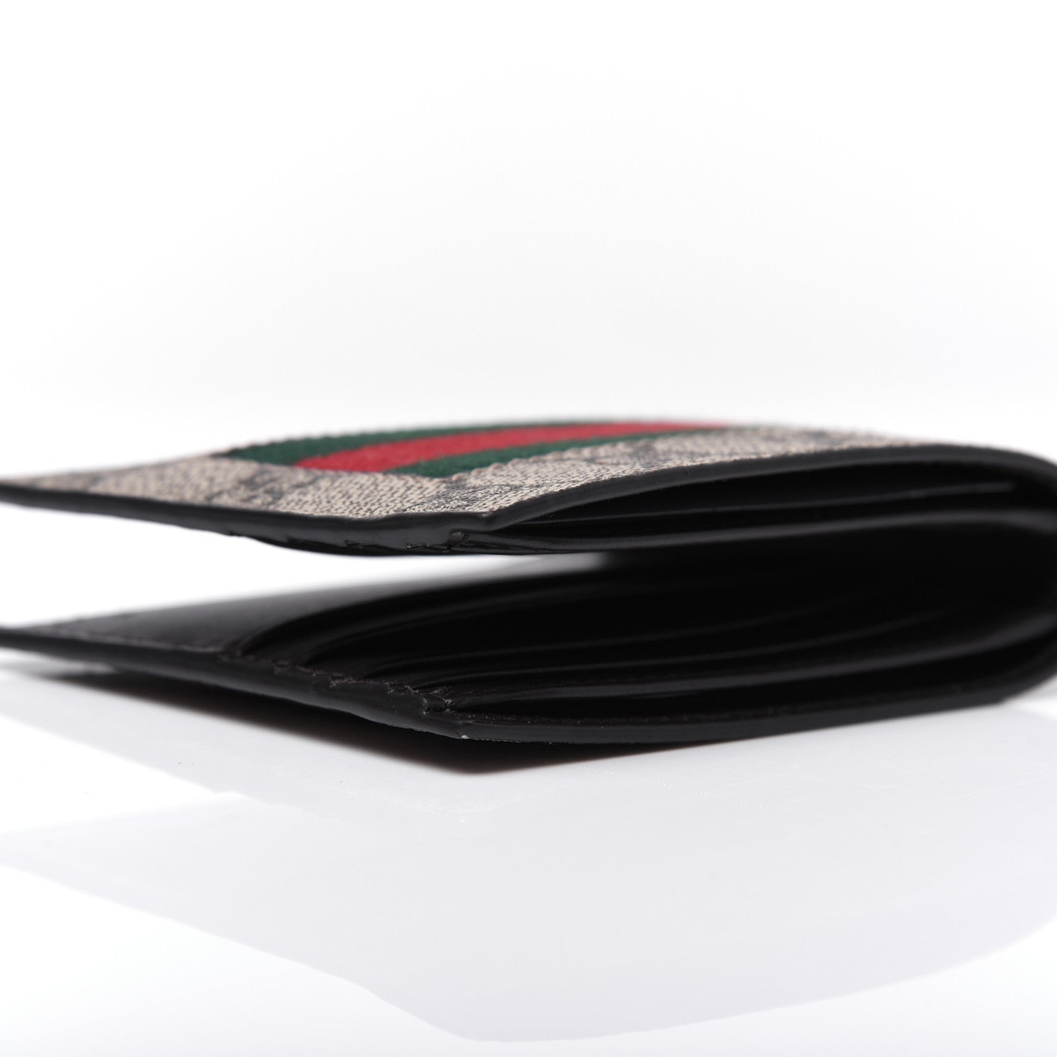 Gucci GG Supreme Monogram Selleria Calfskin Web New Web Bi-Fold Wallet Beige Ebony Cocoa 9 of 12