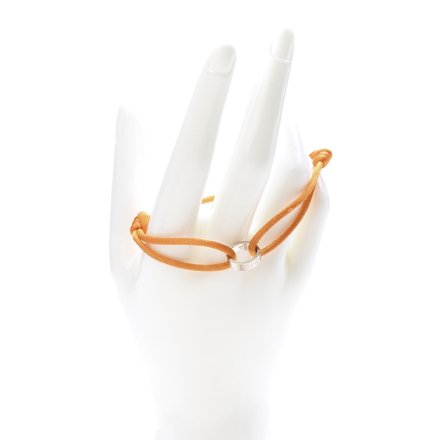 18K White Gold LOVE Adjustable Cord Bracelet Orange