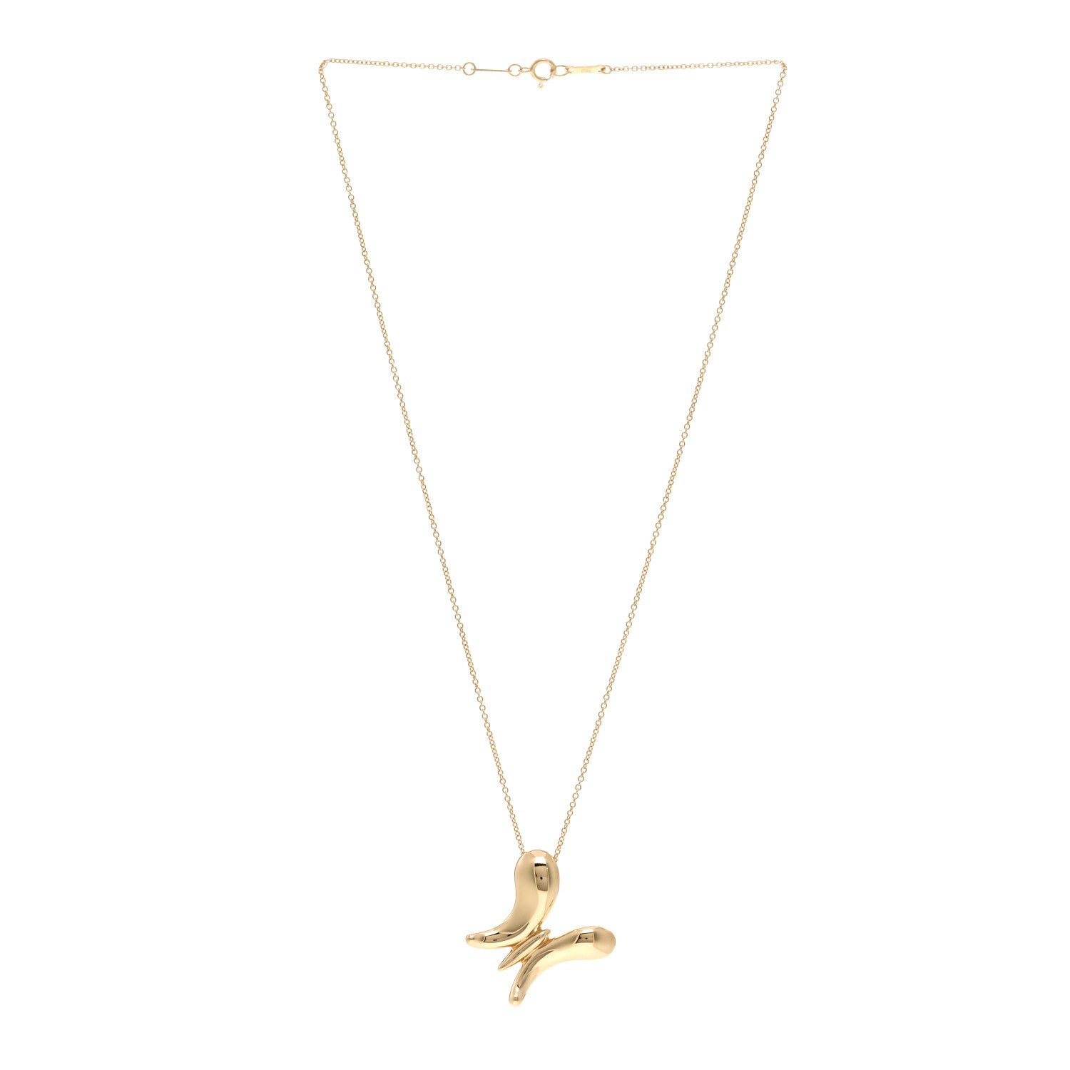 Tiffany 18K Yellow Gold Elsa Peretti Butterfly Pendant Necklace 3 of 4