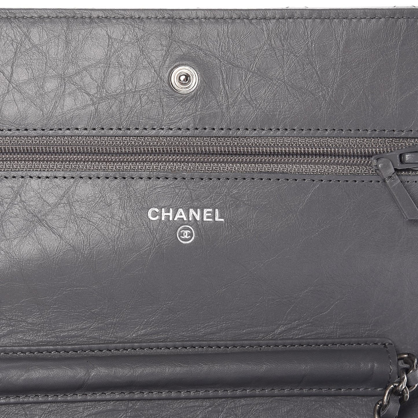 Aged Calfskin Quilted Reissue Wallet On Chain WOC Grey