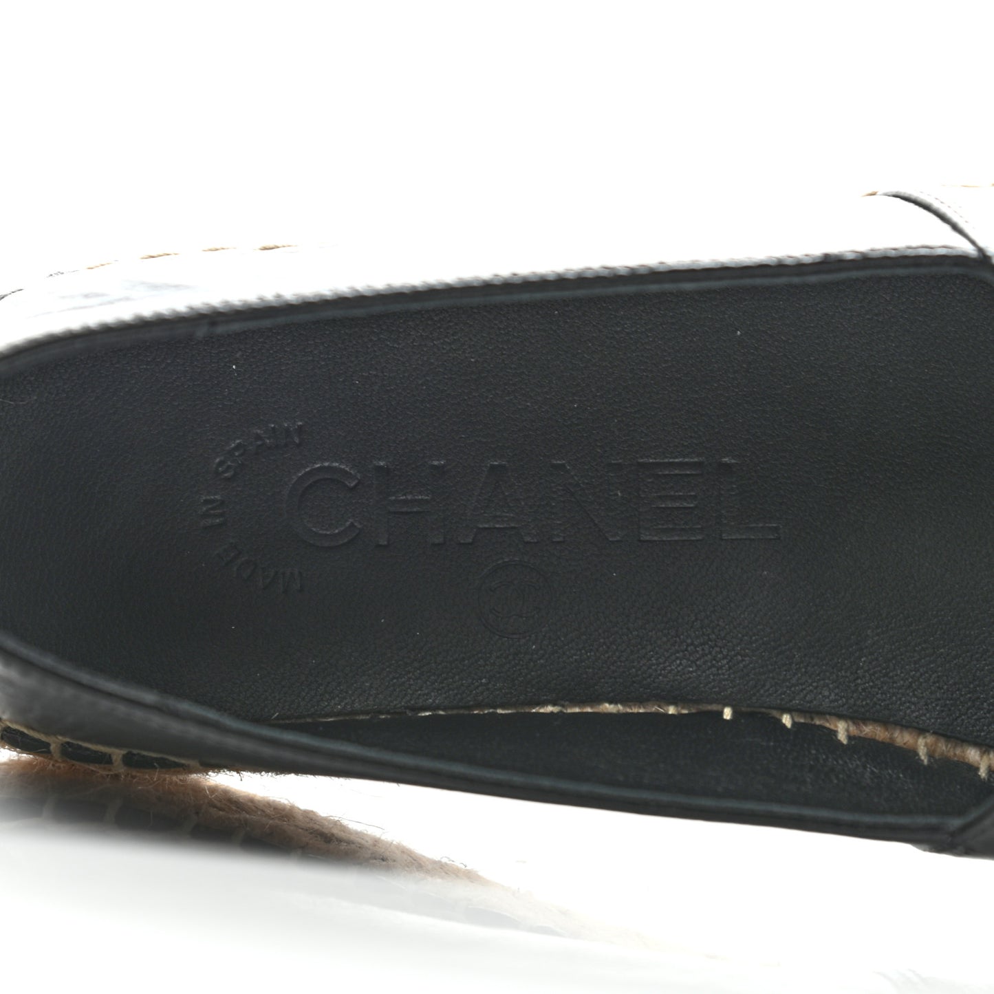 Patent Calfskin Crystal CC Espadrilles 38 Black