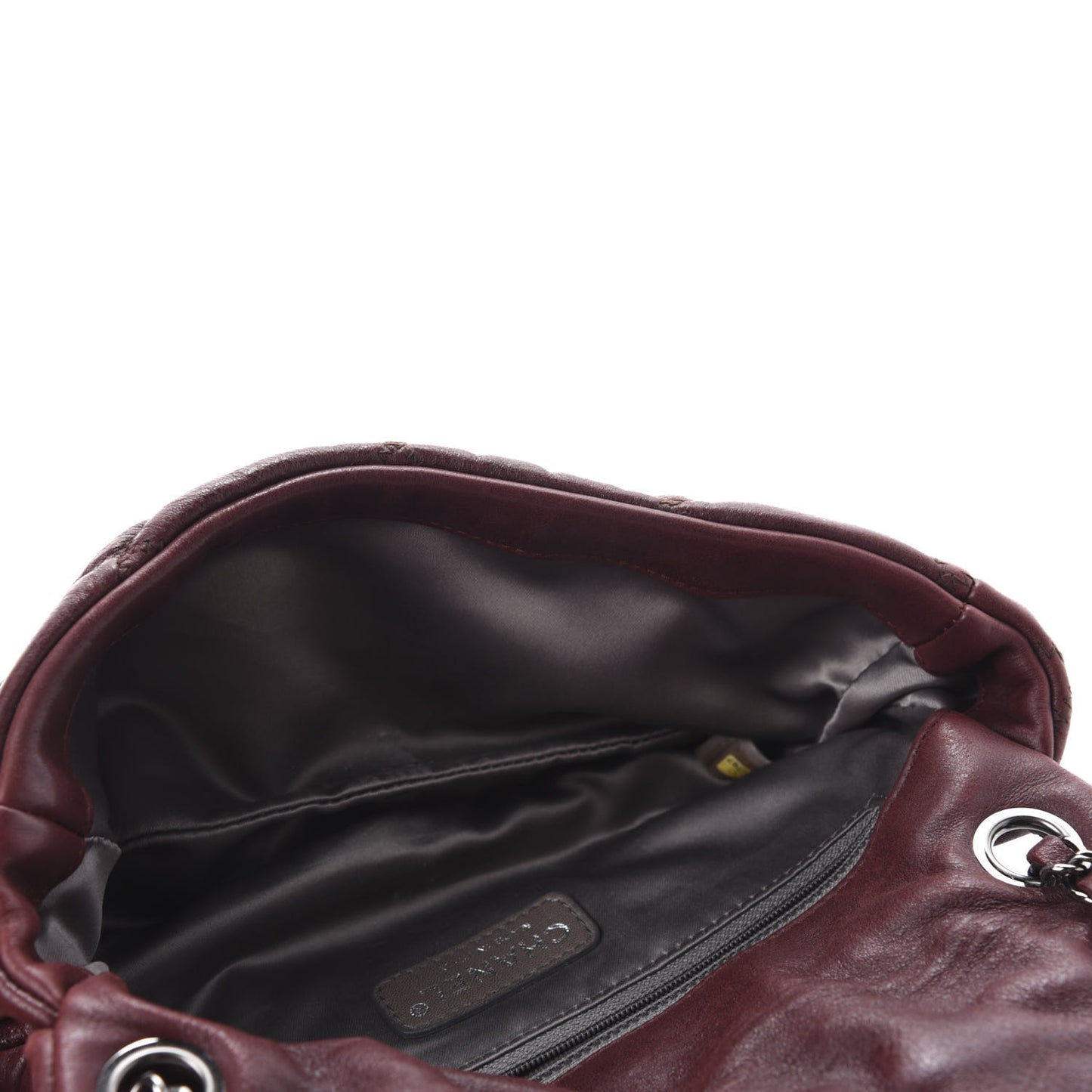 Calfskin Small Bubble Quilt Flap Burgundy