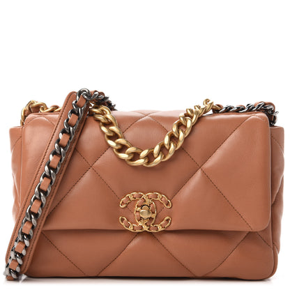 Chanel Lambskin Quilted Medium 19 Flap Brown 1 of 12