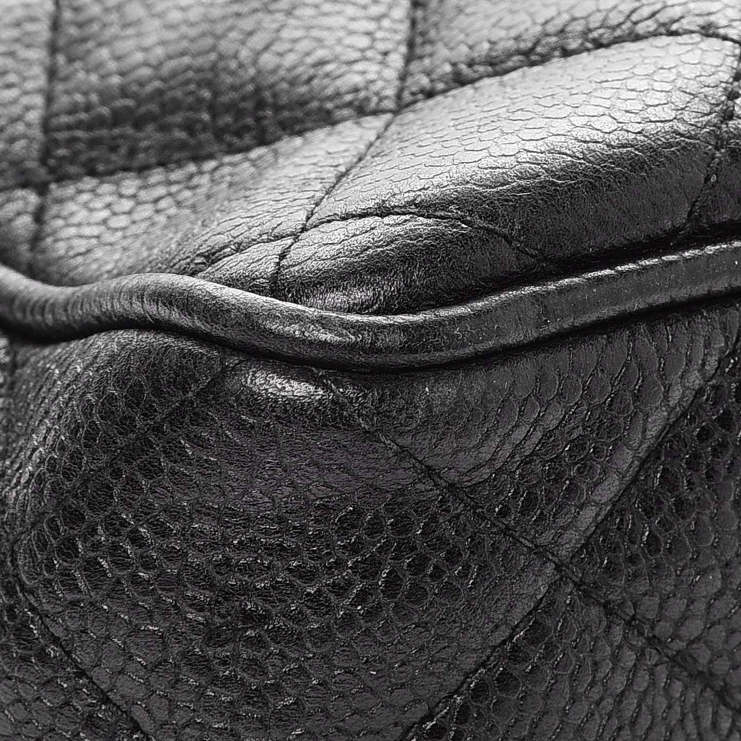 Caviar Quilted Tassel Camera Bag Black