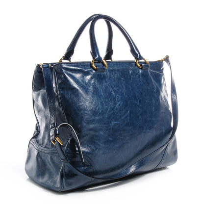 Prada Vitello Shine Tote Denim 3 of 9