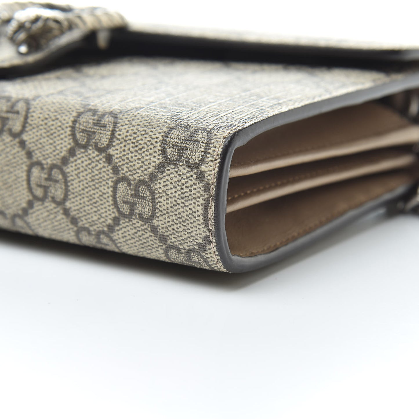 GG Supreme Monogram Mini Dionysus Chain Wallet Beige Taupe
