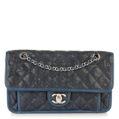 Chanel Caviar Quilted Medium French Riviera Flap Dark Navy Blue 1 of 9