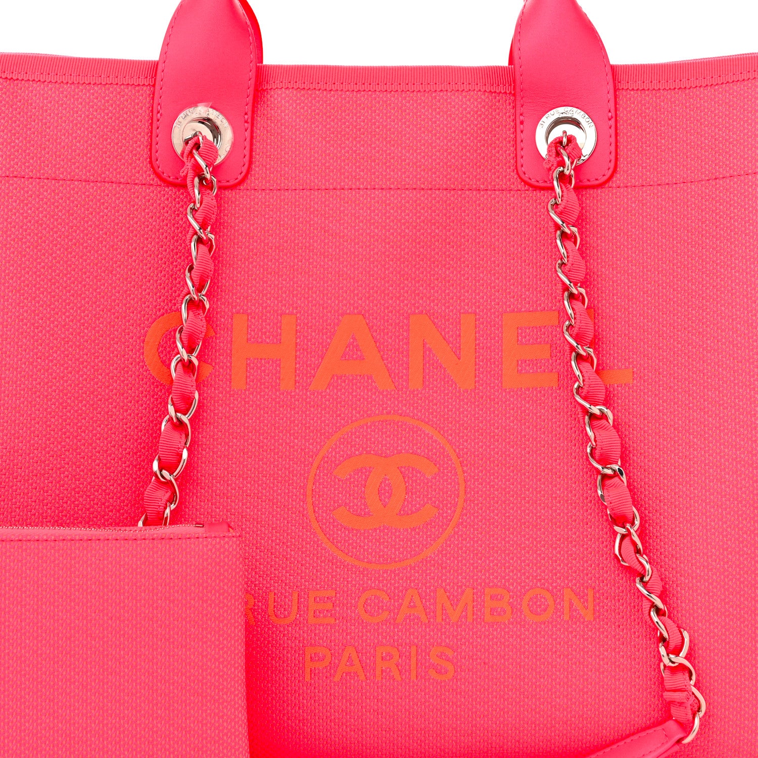 Chanel Mixed Fibers Calfskin Medium Deauville Tote Pink Orange 9 of 12