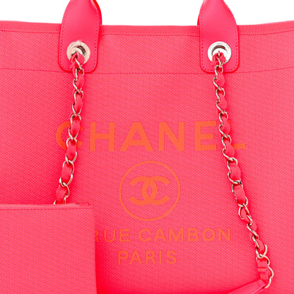 Chanel Mixed Fibers Calfskin Medium Deauville Tote Pink Orange 9 of 12
