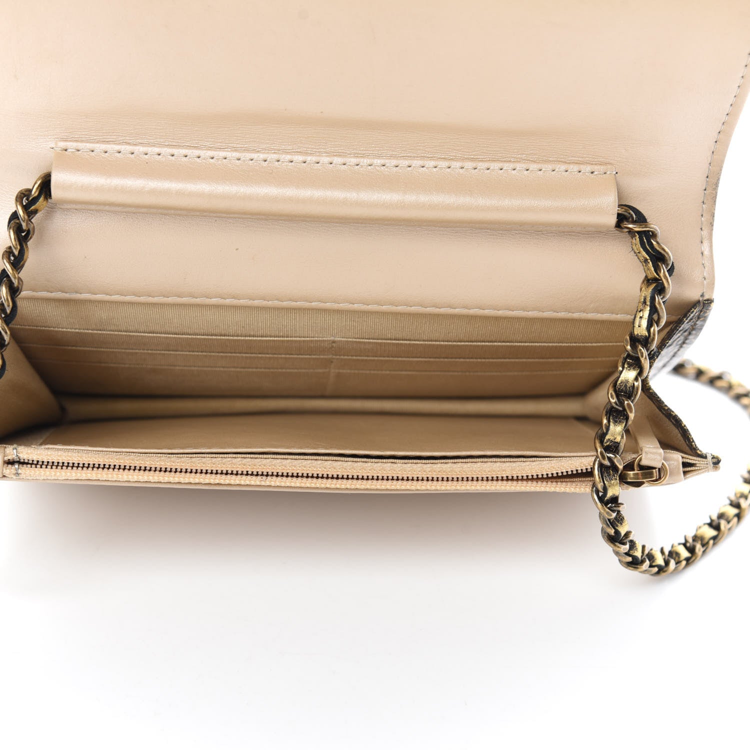 Chanel Cracked Metallic Calfskin Quilted Boy Wallet On Chain WOC Gold 5 of 15