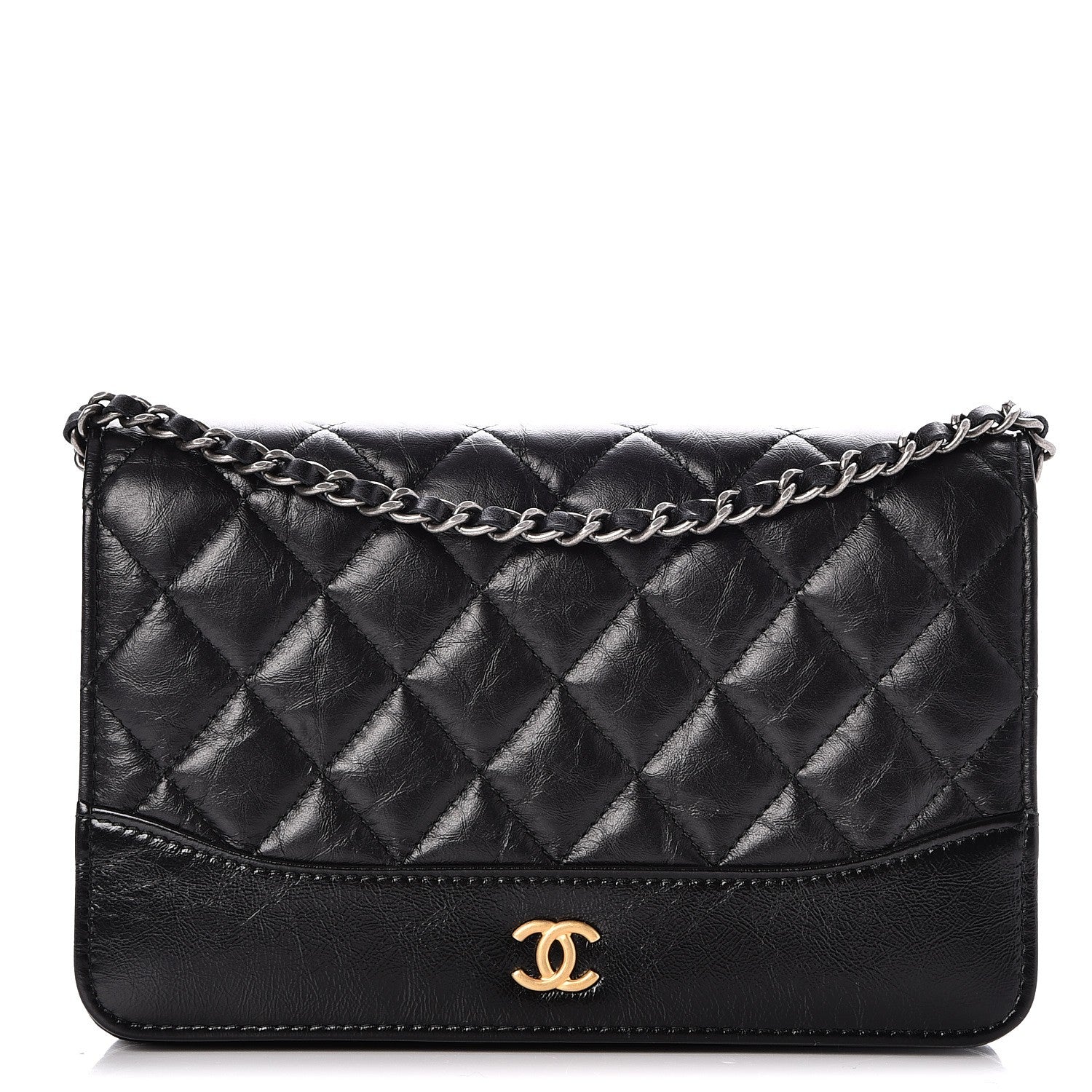 Chanel Aged Calfskin Quilted Gabrielle Wallet On Chain WOC Black 1 of 9