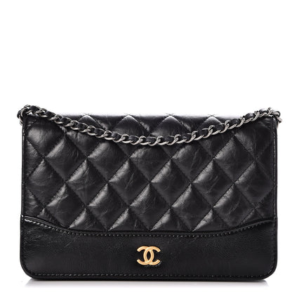 Chanel Aged Calfskin Quilted Gabrielle Wallet On Chain WOC Black 1 of 9