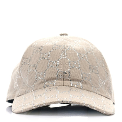 Gucci Canvas Lame GG Monogram Rush Baseball Hat S Gardenia Silver 3 of 11