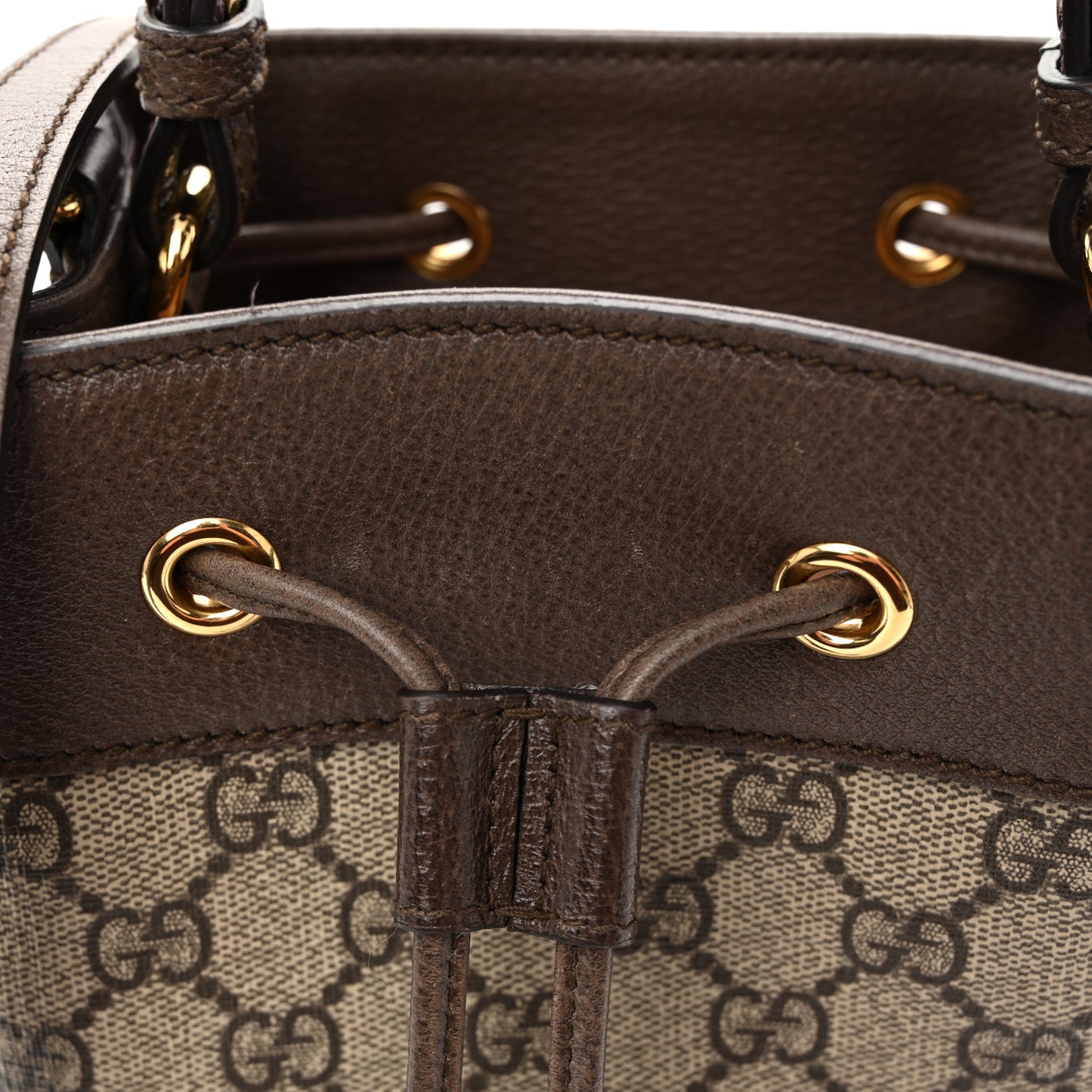 GG Supreme Monogram Web Small Ophidia Bucket Bag Brown
