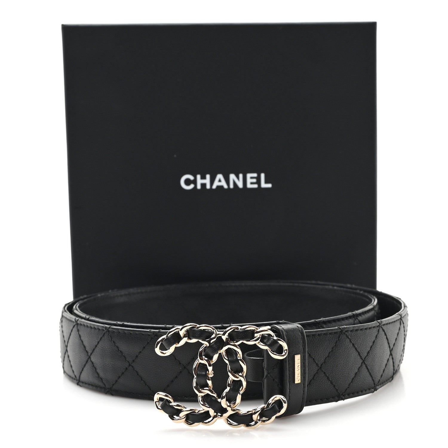Chanel Calfskin Quilted CC Chain Belt 95 38 Black 6 of 6