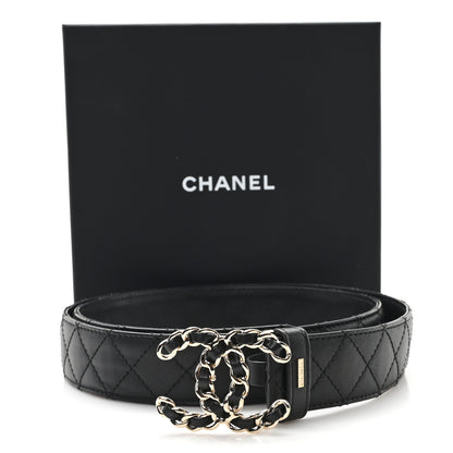 Chanel Calfskin Quilted CC Chain Belt 95 38 Black 6 of 6
