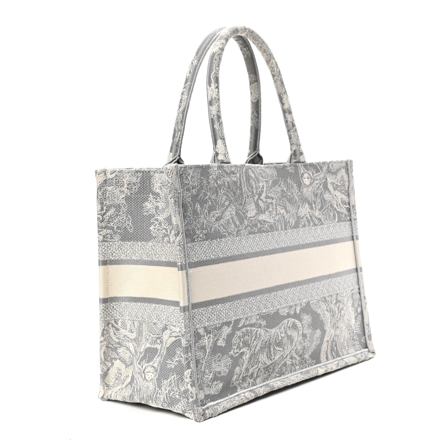 Christian Dior Canvas Embroidered Medium Dioriviera Toile De Jouy Reverse Book Tote Gray 2 of 4